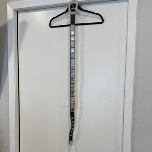 Black Rhinestone Belt with Silver Accents